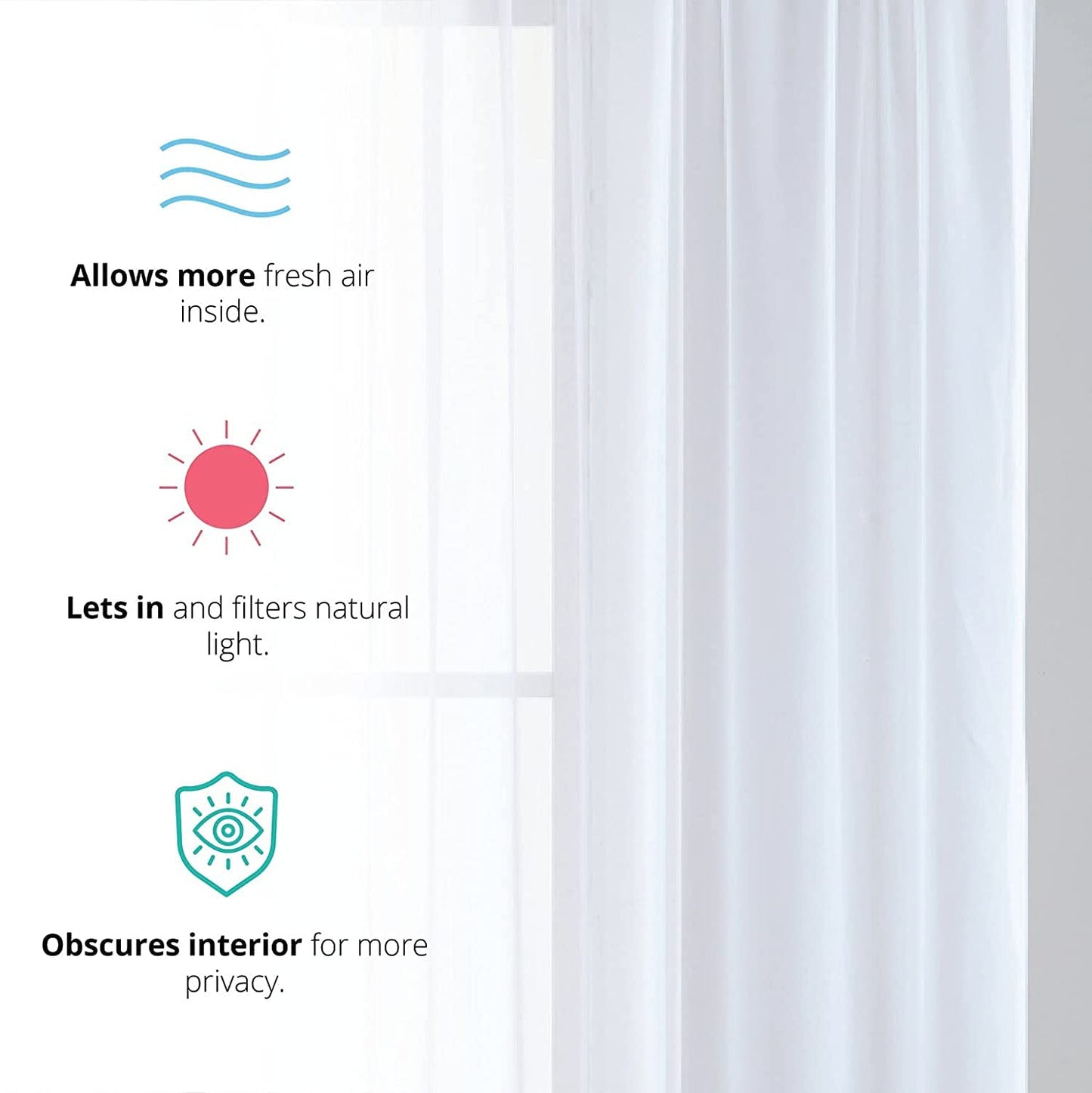 Elegant Voile Chiffon Curtains - Rod Pocket Design - Luxury Soft Fabric 1 Panel