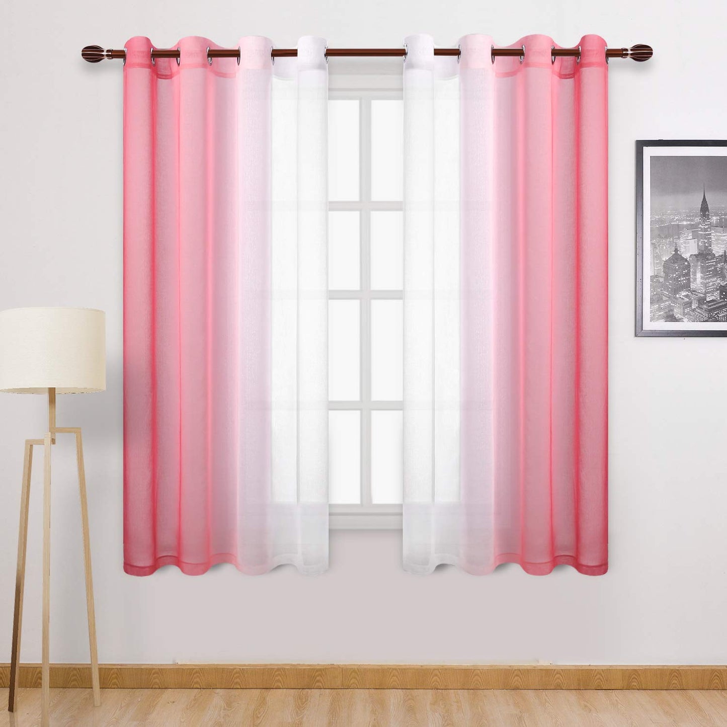 Modern Design Voile chiffon Curtains - Gradient colours- steel Grommets - 2 pieces - for living rooms and bedrooms