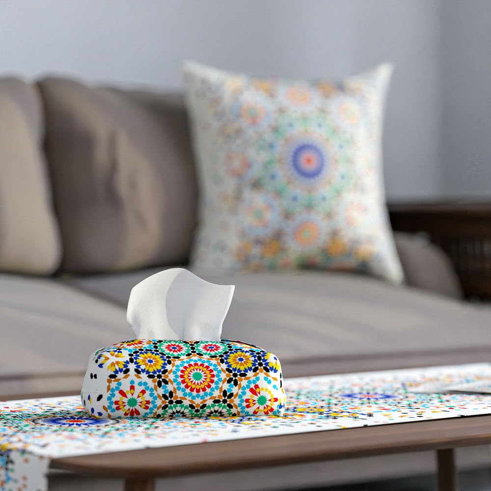 Fabric Tissue Box Cover Premium Fabric Tissue Holder With Leather Layer Inside for Home, Office, and Car Durable and Elegant Tissue Dispenser for Standard Tissue Boxes