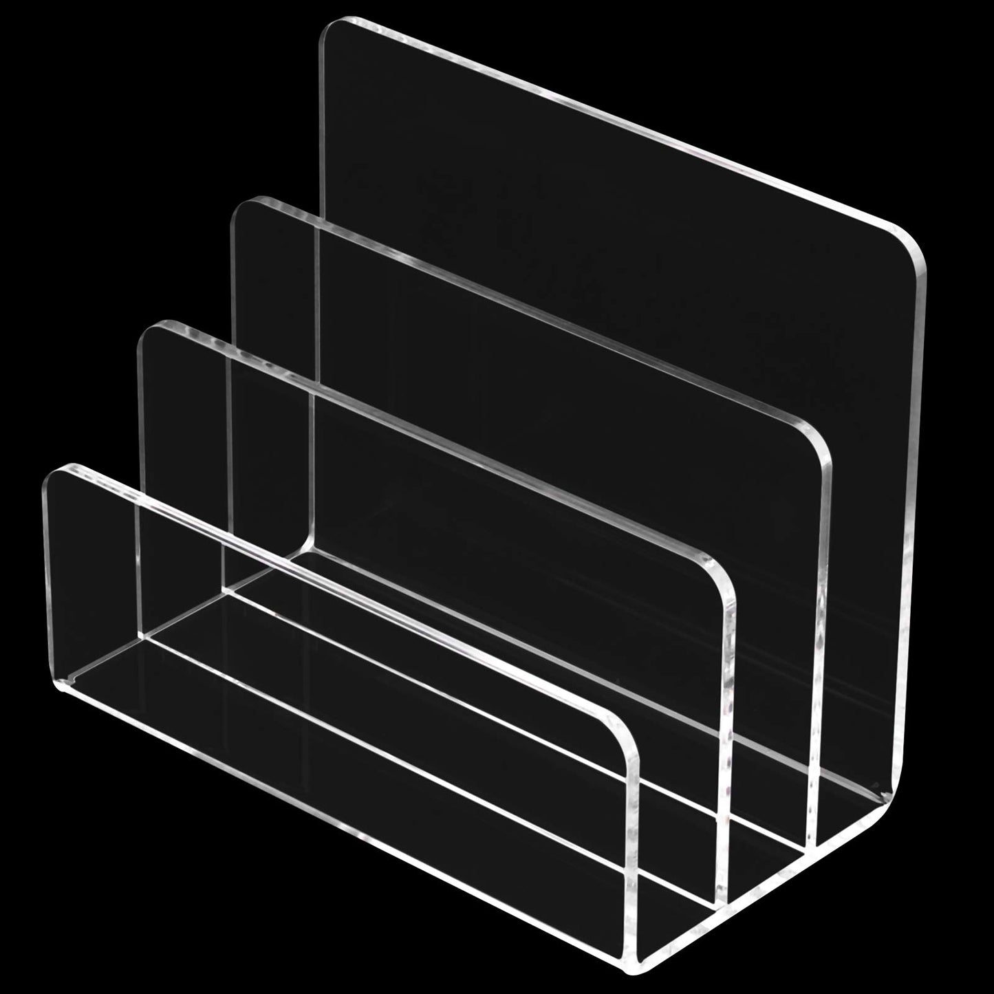 3-Section Clear Acrylic Paper and Letter Holder, Modern Desktop Storage and Organizer for Documents and Mail, Sleek and Sturdy Vertical Sorter for Office and Home Use