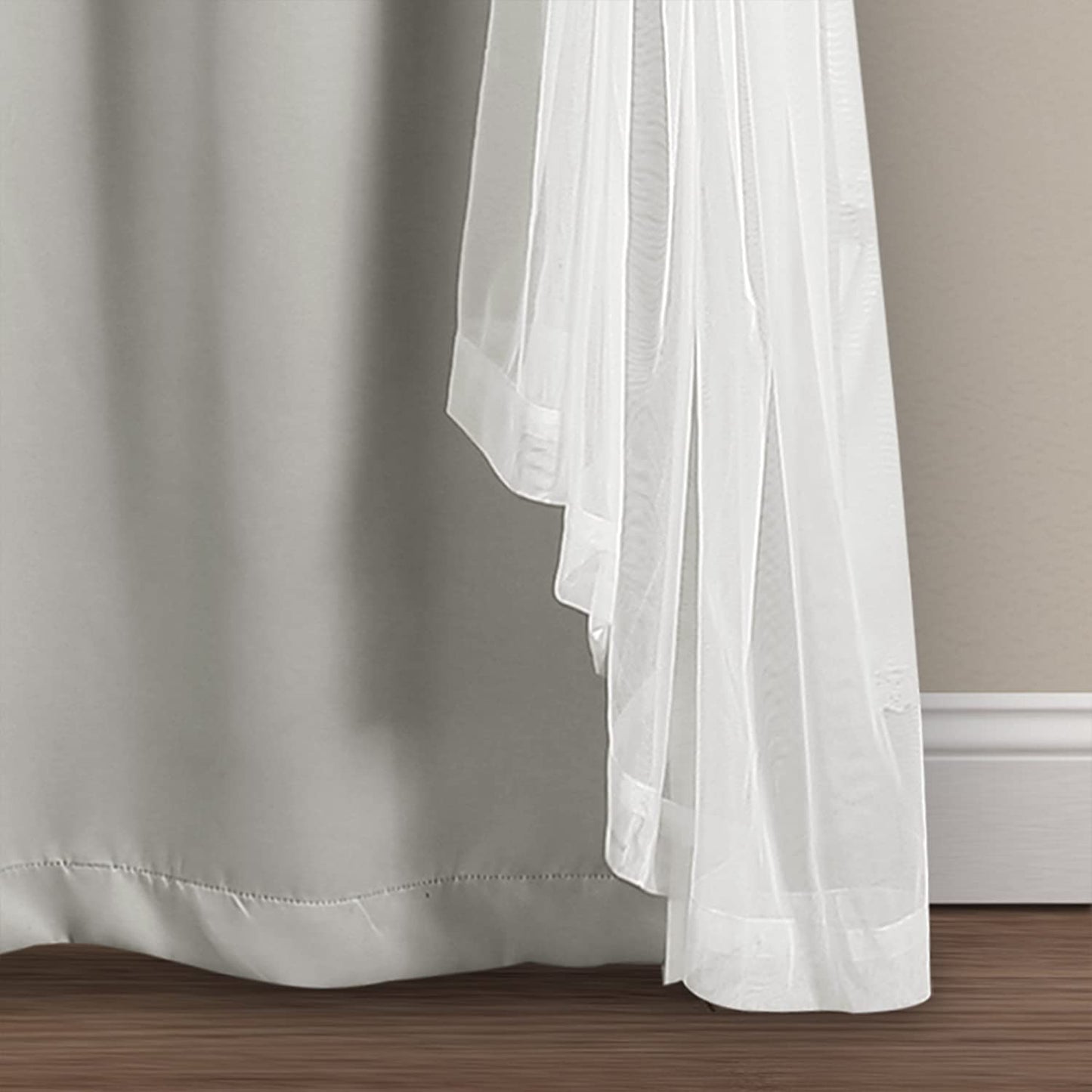 Voile Sheer Panel Pair with Insulated Blackout Room Dark,Rich steel Grommet, Set of 1 Panel