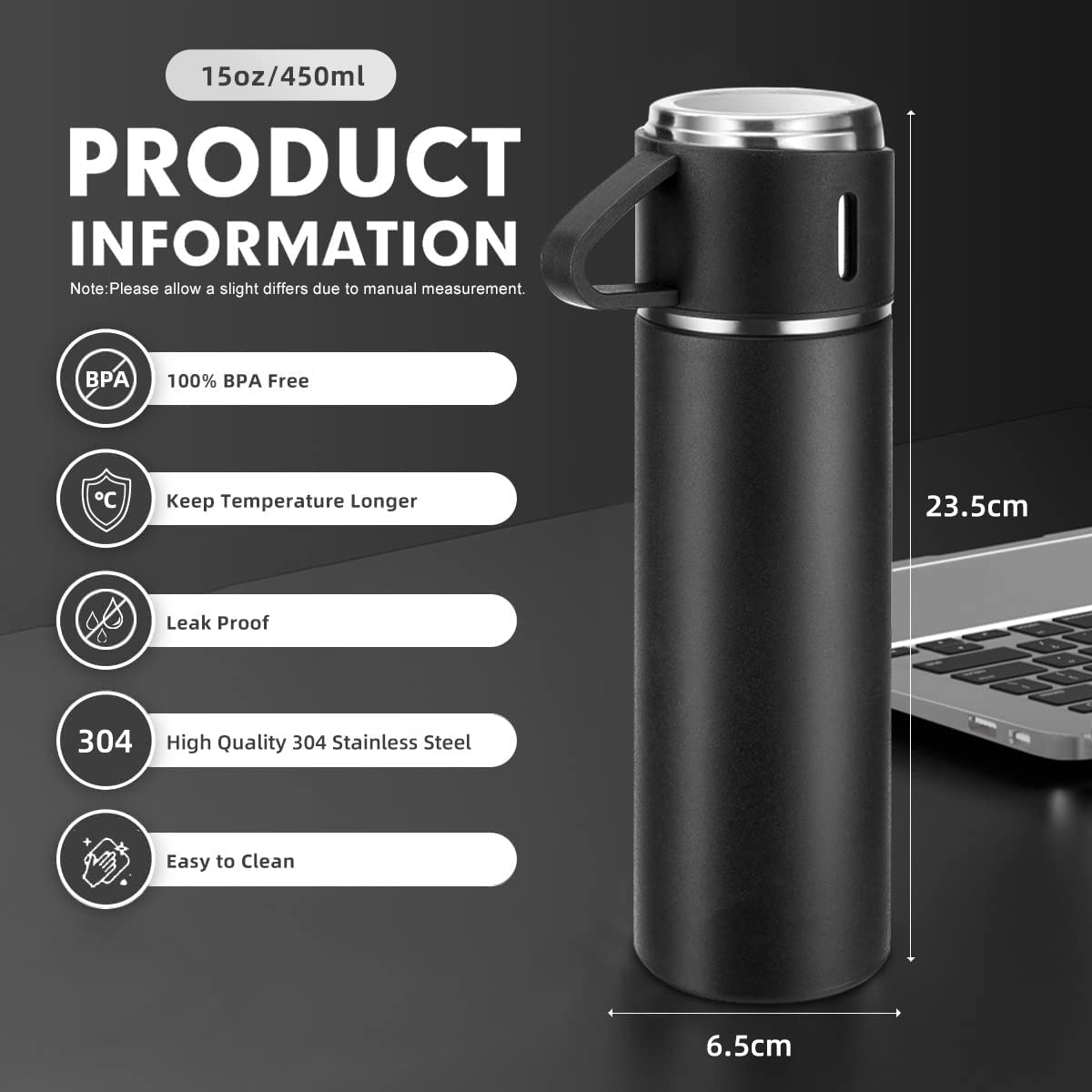 Coffee Thermos Stainless Steel Vacuum-Insulated Water Bottle, 500ml, Double-Wall Thermal Flask, Hot and Cold Beverage Container, Ideal for Travel and Office Use
