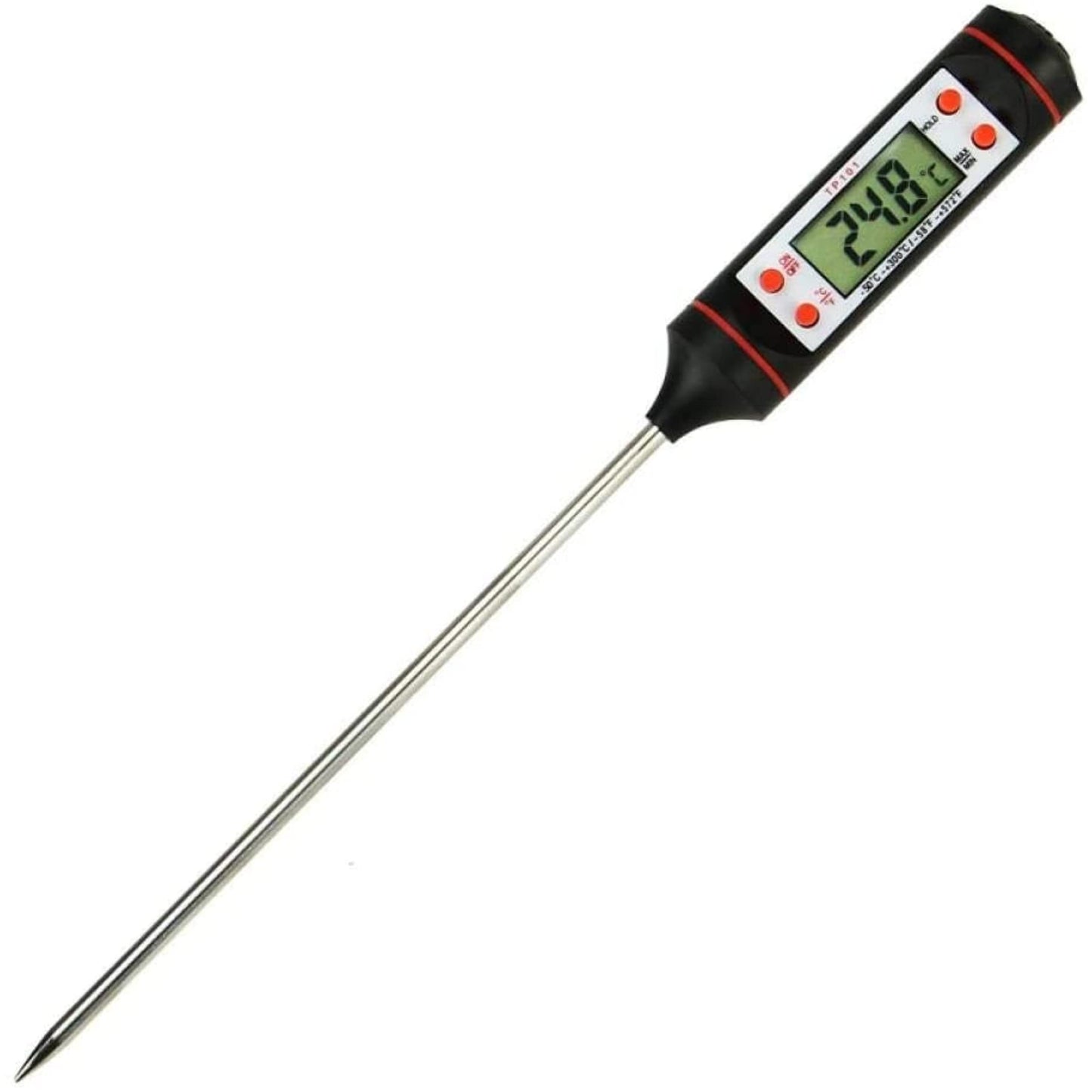 Ultra-Long Meat Thermometer – Instant Reading Digital Food Thermometer with °C/°F Button for Cooking, Grill, BBQ, Sweets, Milk, Water, and Baking