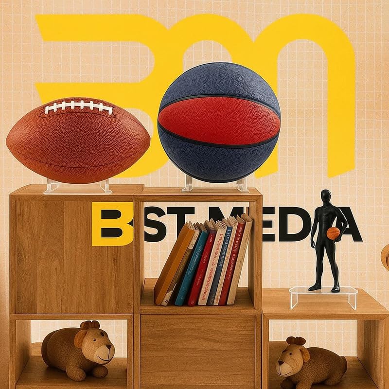 2 Pack Acrylic Ball Stand Holder, Clear Display Rack for Autographed Sports Balls, Storage for Basketball, Football, Soccer, and Volleyball, Modern Memorabilia Mount