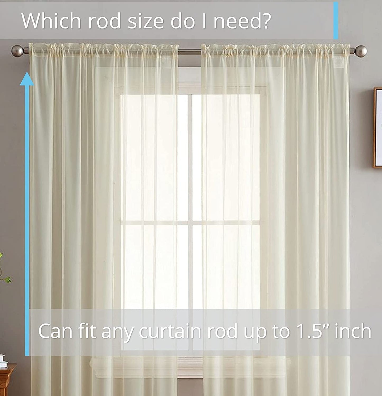 Elegant Voile Chiffon Curtains - Rod Pocket Design - Luxury Soft Fabric 1 Panel
