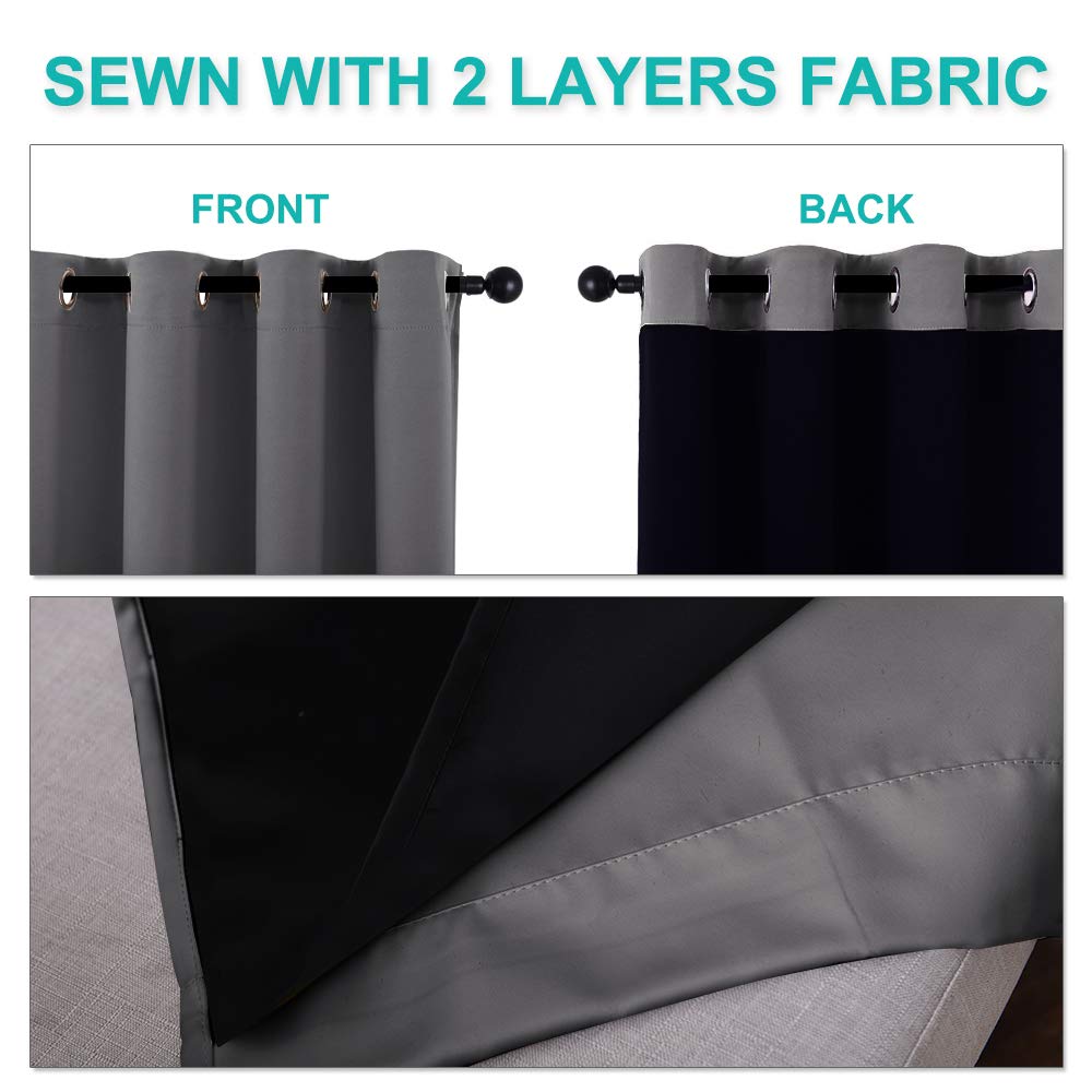 100% Blackout curtains - thermal insulated blackout fabric - two layers fully darkness curtain