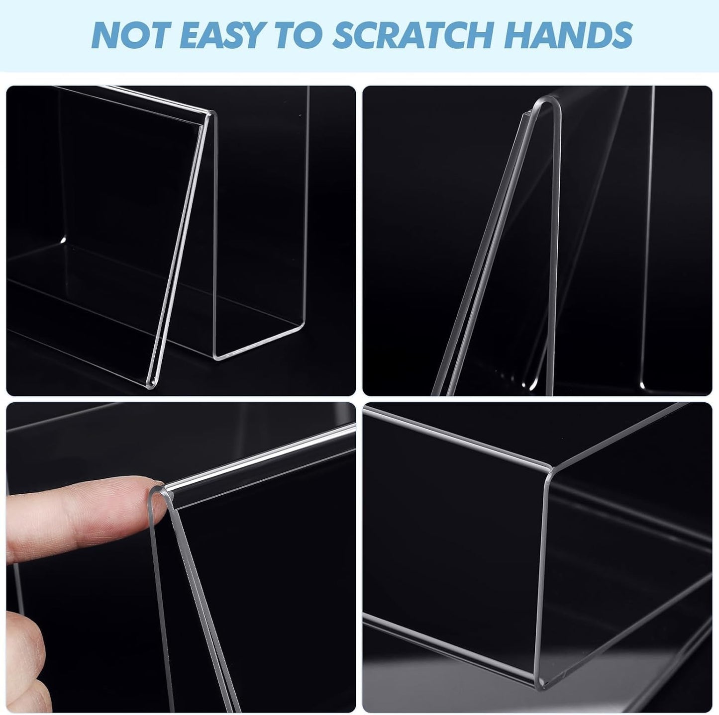 Clear Acrylic Postcard and Business Card Holder Set, 12 Pcs Display Stands for Index Cards, Greeting Cards, and Office Desk Organization