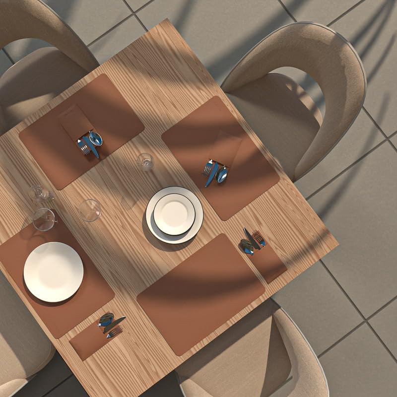 Leather Placemats -Durable Placemats for Dinner Plates and Dining Tables