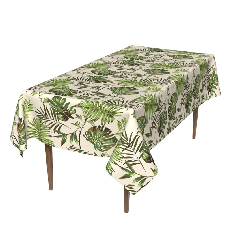 Troleaf Waterproof Tablecloth, a Multicolor 140x300 cm Rectangular Table Cover of Spillproof Polyester with a Tropical Leaf Design, a Vibrant Protector for Summer Parties and Patios