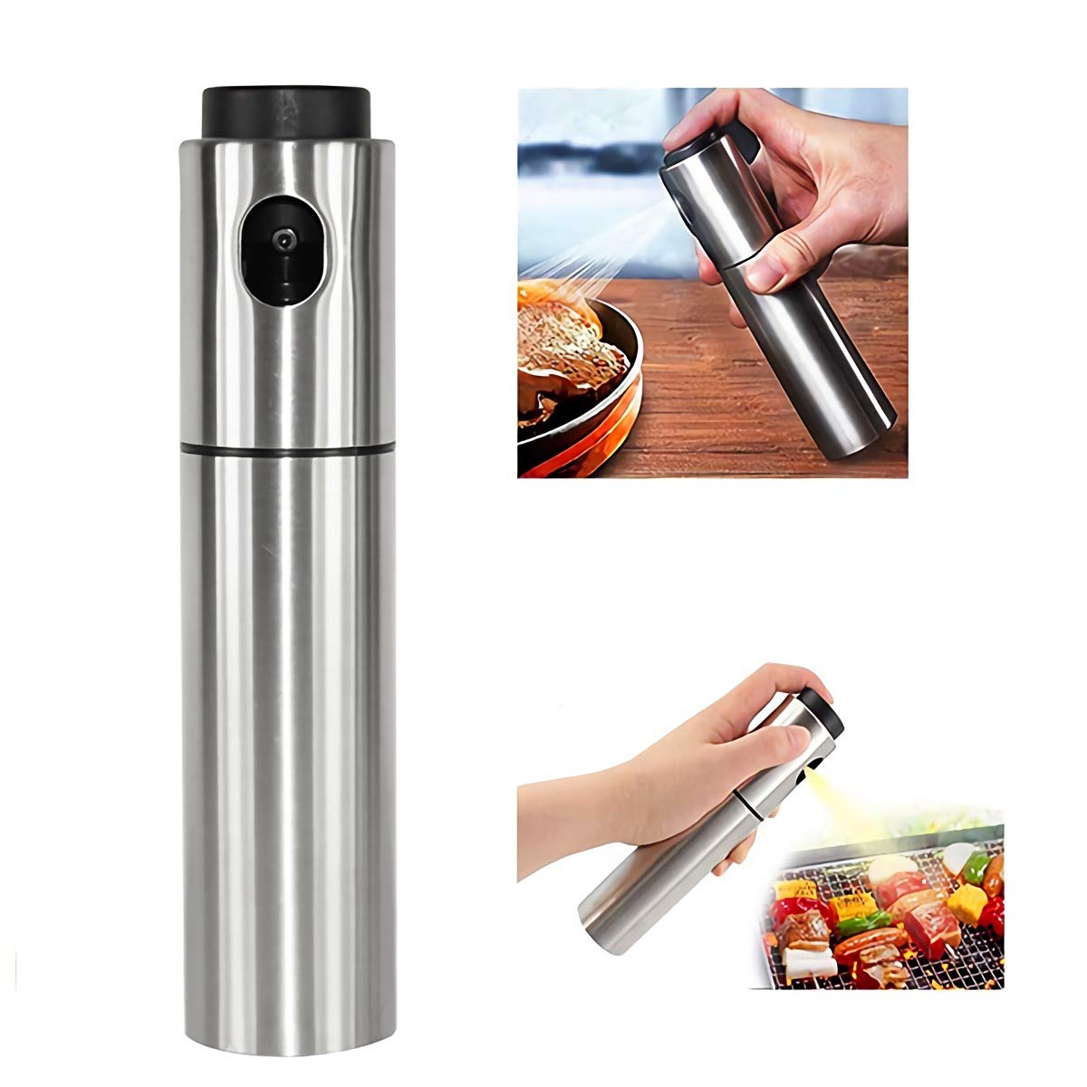 Olive oil sprayer for cooking, portable 100ml stainless steel oil spray dispenser, mini oil spritzer gadget for kitchen, vinegar bottle oil mister for air fryer, bbq, baking, roasting(convex shape)