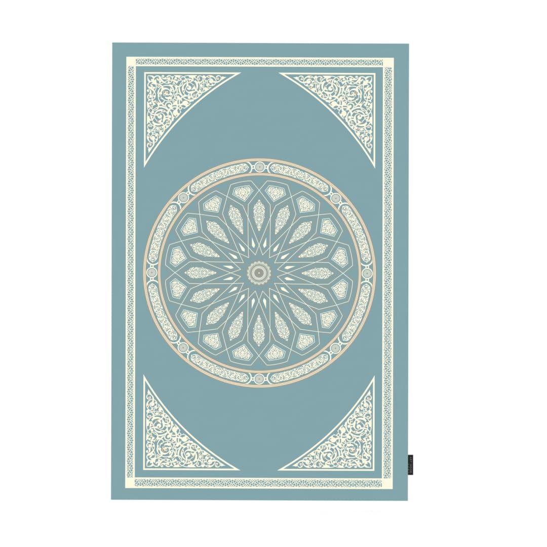 Al-Qubba Portable Prayer Mat, a Waterproof and Lightweight Travel Rug that folds to a Compact Pocket Size, Blue, a Perfect Janamaz for Muslim Prayer (Salah) anywhere, indoors or outdoors