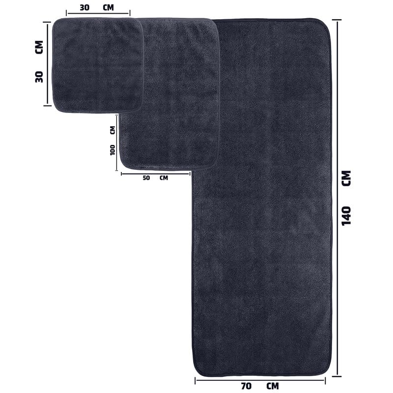 4-Piece Towel Set, 100% Cotton ? Includes 1 Bath Towel 140 cm x 70 cm, 1 Hand Towel 100 cm x 50 cm, 2 Washcloths 30 cm x 30 cm, Quick Dry, Super Soft, Highly Absorbent, No Fade, Black