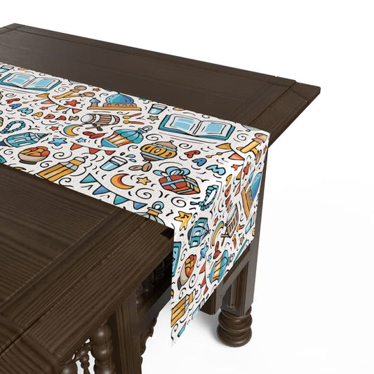 Islamic Unique Oros Velvet Runner, a Plush Multicolor 35x140 cm Decorative Centerpiece with an Artistic Islamic Pattern, ideal for adding a Vibrant and Culturally Rich touch to your Table