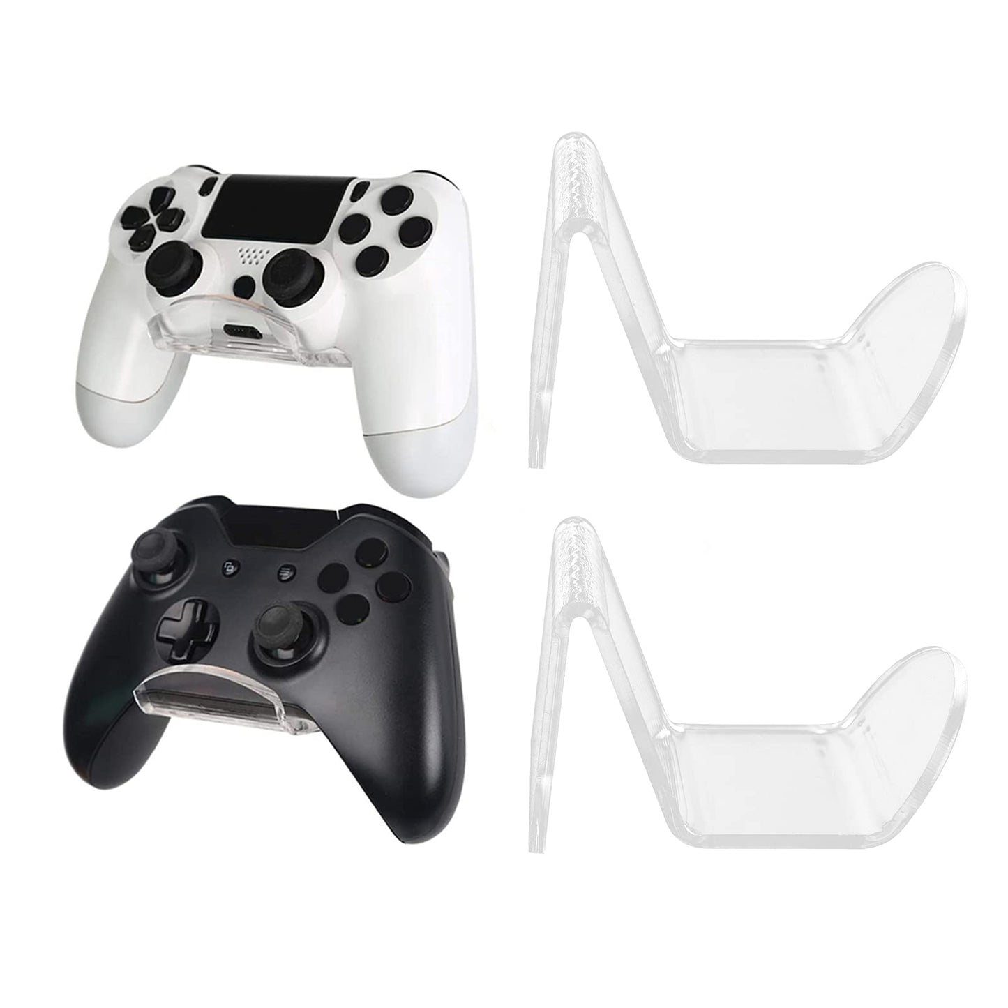 2 Pack Adhesive Wall Mount Headphone Stand, Clear Acrylic Headset and Controller Holder, No-Drill Universal Hanger for Gaming Headsets, Desks, and Walls