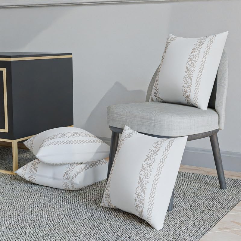 Terra Cushion Cover in a soft Cotton-Like fabric, featuring a subtle and earthy White & Beige design, 40x40 cm, a perfect neutral decorative accent for a calm and minimalist home decor