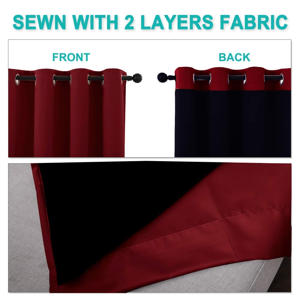 100% Blackout curtains - thermal insulated blackout fabric - two layers fully darkness curtain