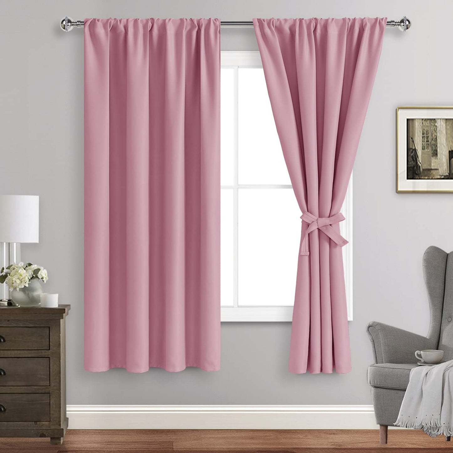 Blackout Curtains for Bedroom - Thermal Insulated Room Darkening Noise Reducing- cover pocket design - 1 panel with tie-pack