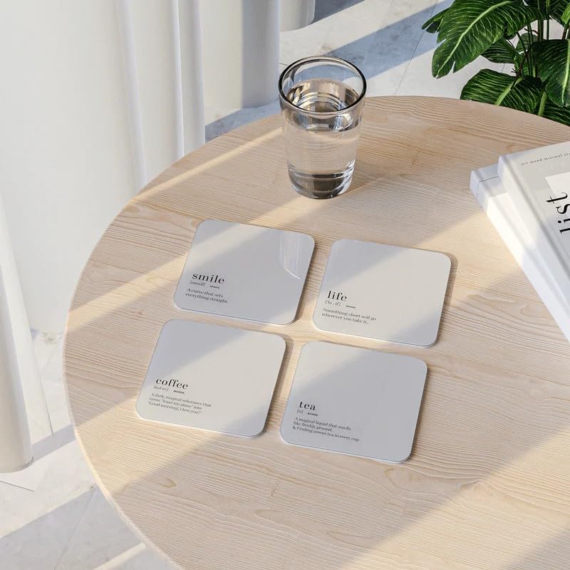 Acrylic Coaster Set of 4, 9×9 cm, Heat and Moisture Resistant Drink Coasters, Mountain Landscape Design, Acrylic for Coffee Tables Desks Dining Decor, Set of Decorative Mats