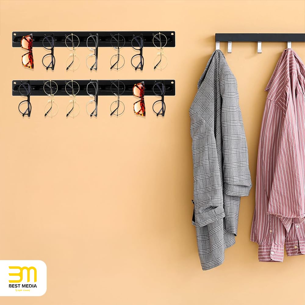 5 Pack Wall Mount Sunglasses Organizer, Acrylic Hanging Eyeglass Holder and Display Rack, Modern Storage Hanger for Eyewear and Accessories in Entryway or Closet