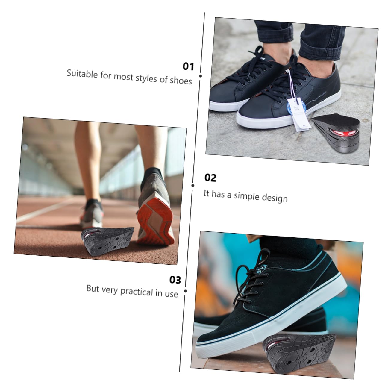 FOMIYES 2 Pairs Inner Booster Pad Height Increasing Insoles Height Increase Elevator Heel Cushion Insole Increased Insole Invisible Height Insole Velvet Adjustable Men and Women Insert