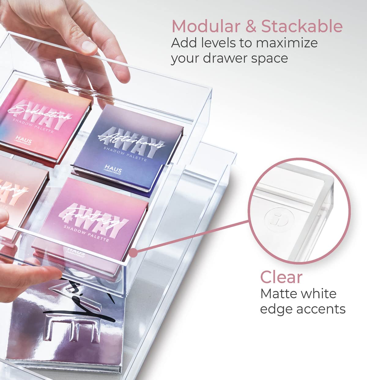 Clear Acrylic Makeup Storage Drawer, Large Square Organizer Tray for Beauty Products and Cosmetics, 20.3 x 20.3 x 5 cm