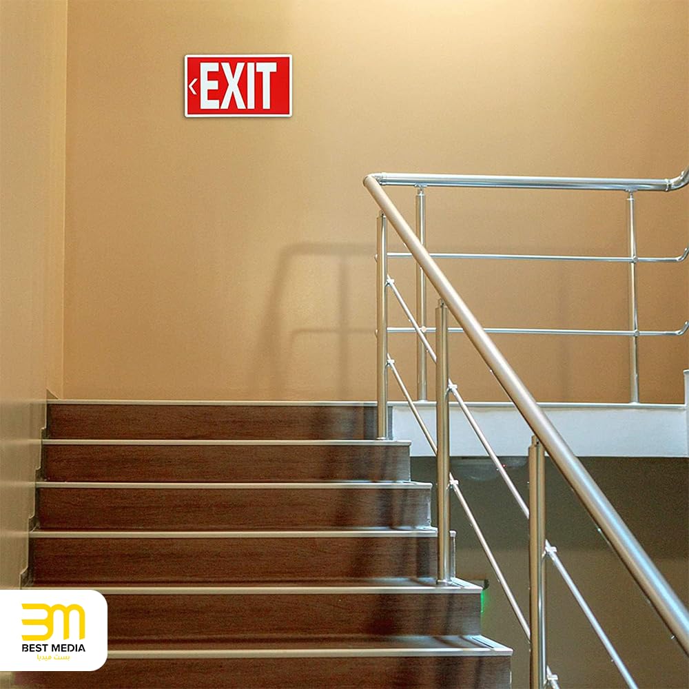 EXIT Signs, 3-Pack Glow in the Dark Photoluminescent EXIT Decal Stickers, 30 x 18 cm Self-Adhesive Emergency Exit Signs for Walls and Doors, Safety Signage for Home, Office