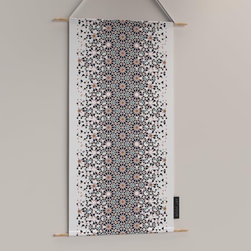 Ramadan's Unique Reya Velvet Fabric Posters Set, a Wall Art Decor Kit for Festive Home Decor, White & Blue, a Serene Islamic Design for Living Room or Bedroom during Ramadan