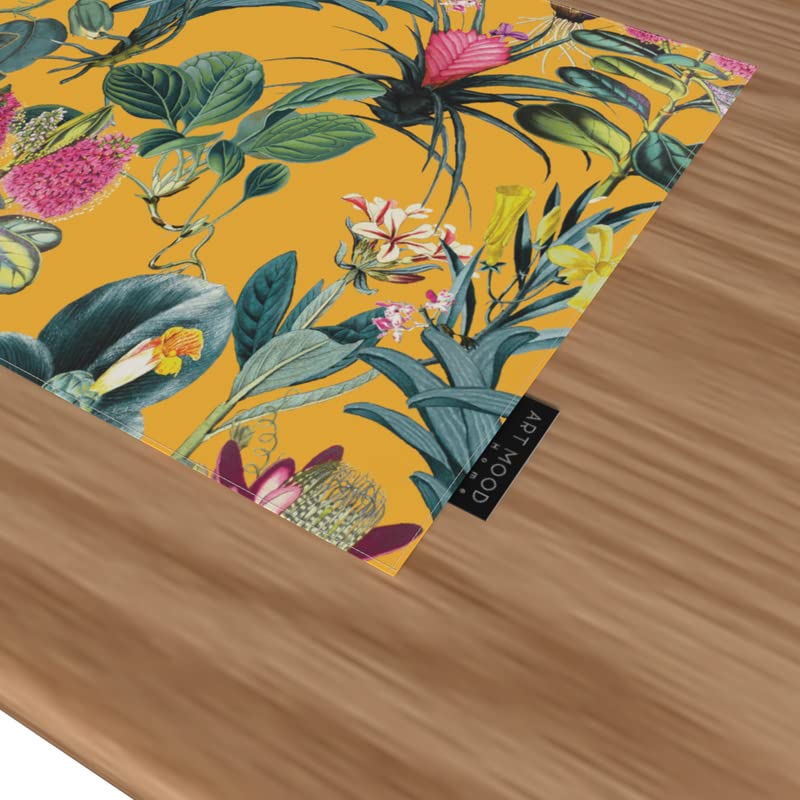 Floral Yellow Canvas Placemats Set of 6, multicolor table mats, each 45x30 cm, durable and washable with a sunny floral design to bring a cheerful, garden-fresh vibe to your table