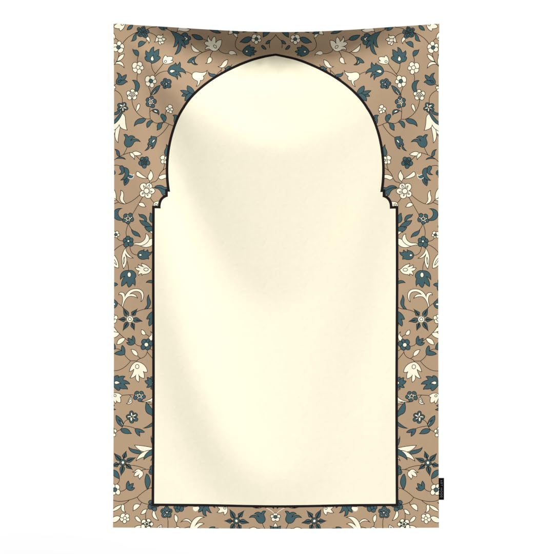 Al-Qubba Portable Prayer Mat, a Waterproof, Lightweight, and Compact Pocket-Sized Travel Rug, Beige, perfect for Muslims on the go, ensures a clean and comfortable surface for daily Salah
