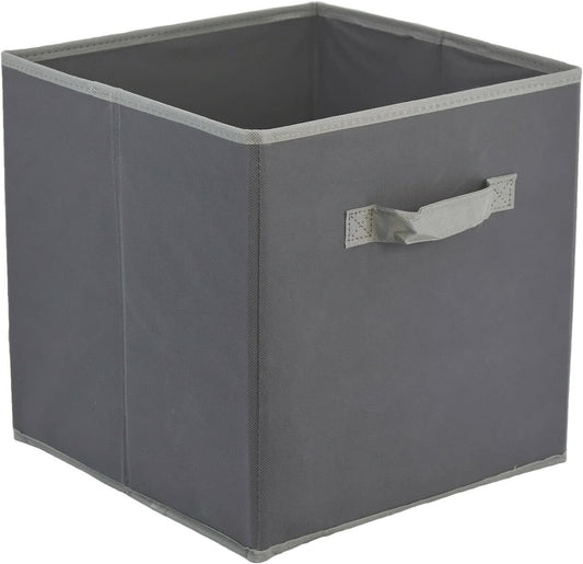 Foldable Square Canvas Storage Bins – Large 30x30x30 cm, Collapsible Fabric Cubes, Multipurpose Organizer for Toys, Clothes, Magazines, Nursery & Craft Supplies (Grey)