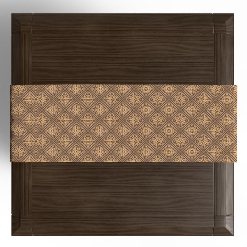 Ramadan's Unique Era Velvet Runner in Brown & Gold, an Opulent 35x140 cm Decorative Centerpiece with a Luxurious Islamic Pattern, ideal for creating a Rich and Festive Atmosphere