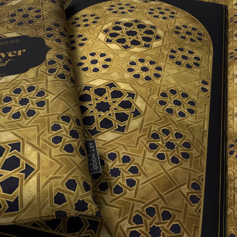 Padded Prayer Rug for Kids in stylish Gold and Black velvet, 57x95 cm, a soft and comfortable mat that helps create a positive and cozy prayer routine for your little ones