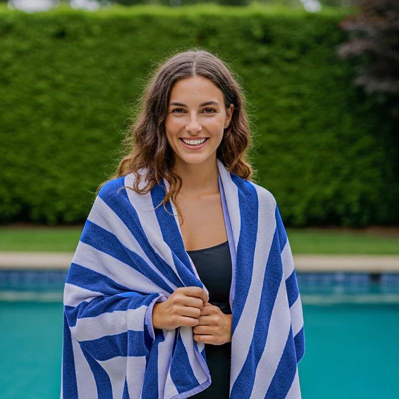 OverSized Beach Towel, 100×200cm Cotton, Ultra Absorbent Soft White Towel for Pool Beach Spa and Travel, Cotton Towel for Lounging and Drying