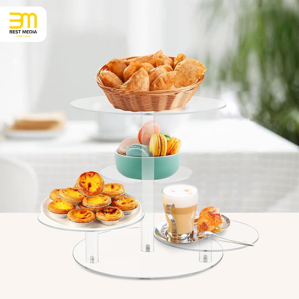 Acrylic Cupcake Tower Stand, 4-Tier Clear Cake Display with Tiered Trays, Dessert and Pastry Holder for Birthday, Baby Shower, Wedding, Christmas, Tea Party and Buffet Presentations, Clear