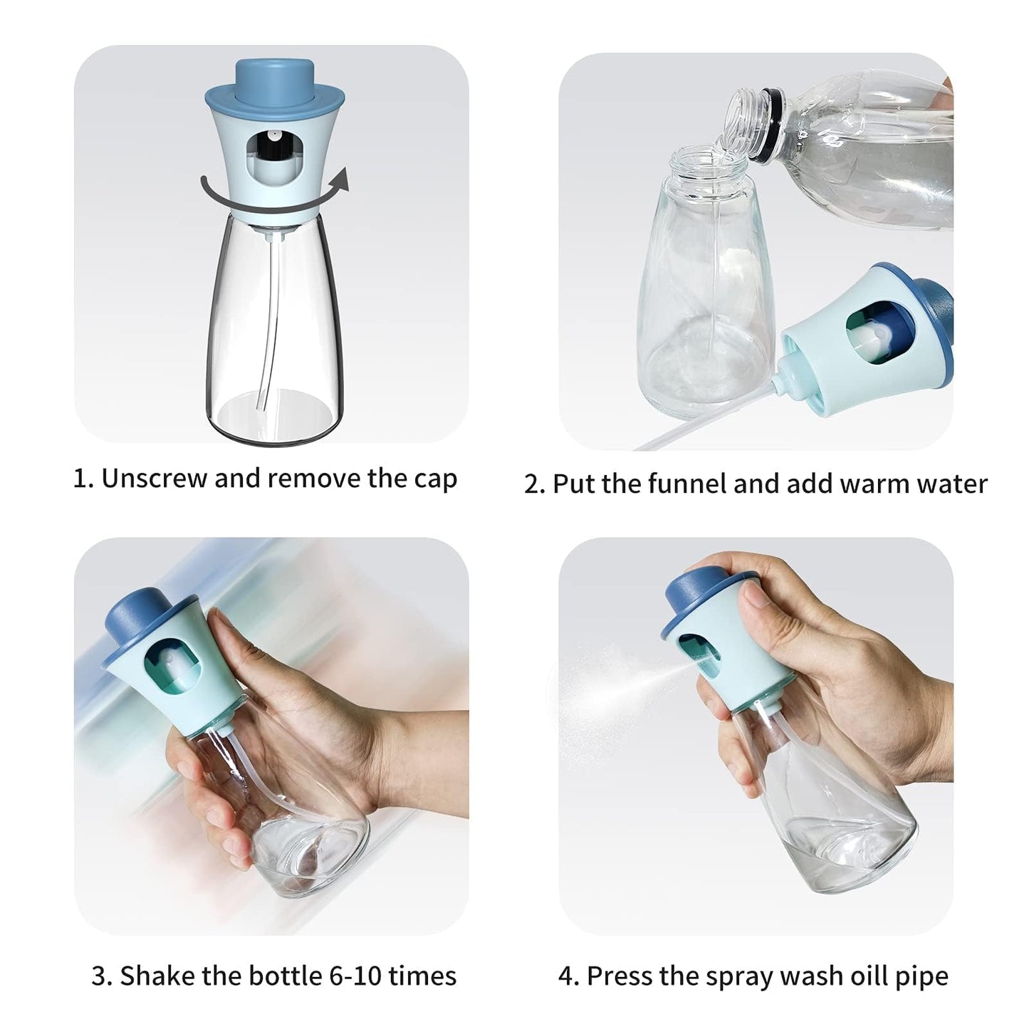 بخاخ زيت الزيتون للطهي، موزع زيت غذائي خالٍ من مادة BPA، زجاجة بخاخ للقلاية الهوائية، الخبز، التحميص، الشواء، وتتبيلة السلطة، 180 مل