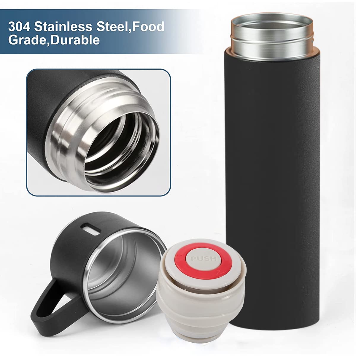 Coffee Thermos Stainless Steel Vacuum-Insulated Water Bottle, 500ml, Double-Wall Thermal Flask, Hot and Cold Beverage Container, Ideal for Travel and Office Use