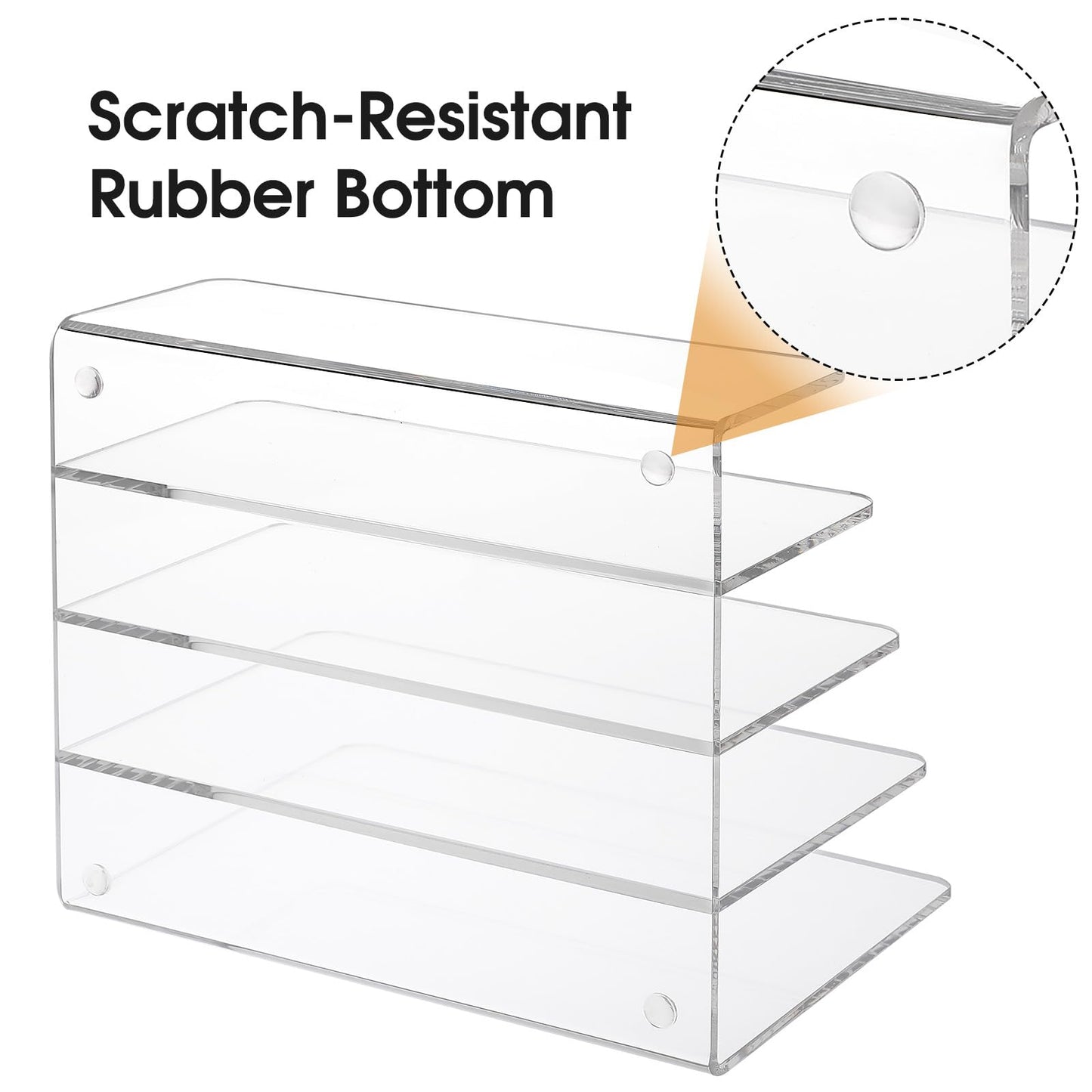4-Section Vertical Acrylic File Holder, Clear Desk Organizer for Envelopes, Letters, and Documents, Modern File Sorter for Notebooks and Electronics like Tablets and Laptops