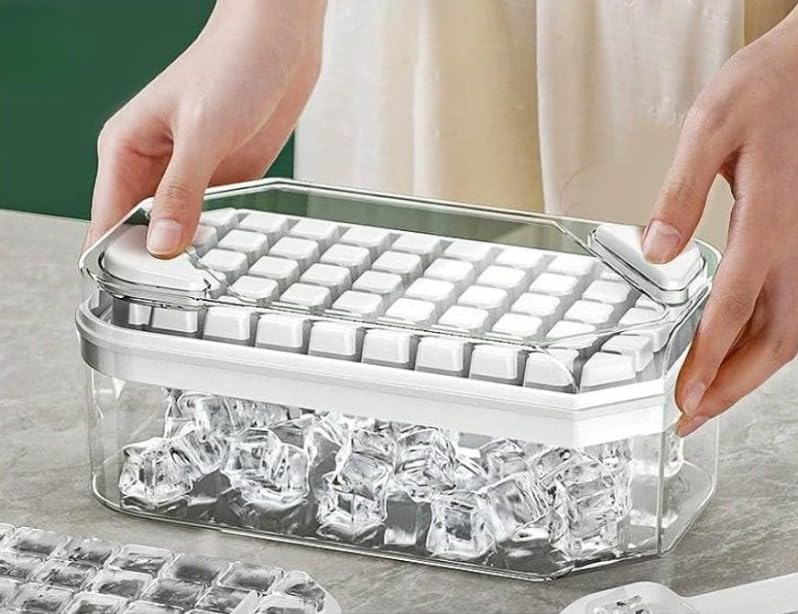 50 Cubes Large Ice Cube Tray with Shovel, Household Food-Grade Ice Press Tray, Ice Storage Box, Quick Release Ice Cube Maker for Refrigerator
