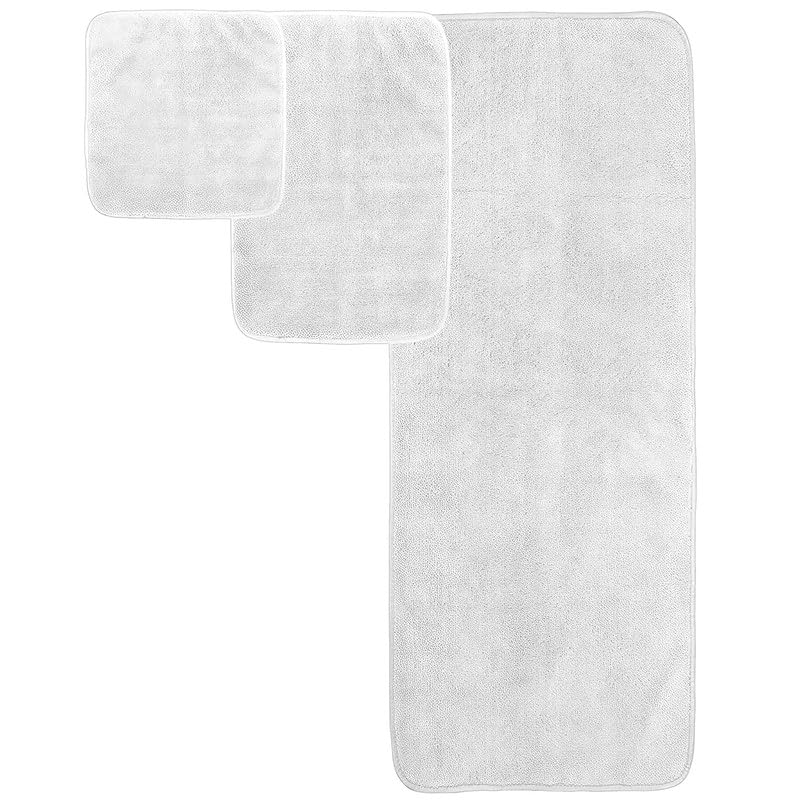 4-Piece Towel Set, 100% Cotton ? Includes 1 Bath Towel 140 cm x 70 cm, 1 Hand Towel 100 cm x 50 cm, 2 Washcloths 30 cm x 30 cm, Quick Dry, Super Soft, Highly Absorbent, No Fade, White