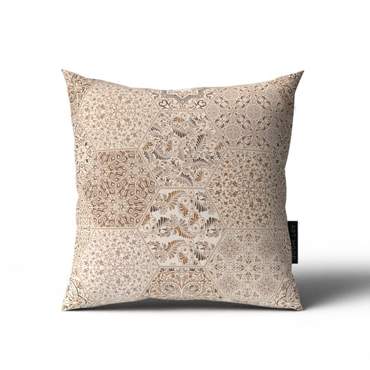 Dano Velvet Cushion Cover in a sophisticated Beige, a 40x40 cm decorative throw pillow with a subtle, elegant pattern, perfect for a minimalist and serene Ramadan decor aesthetic