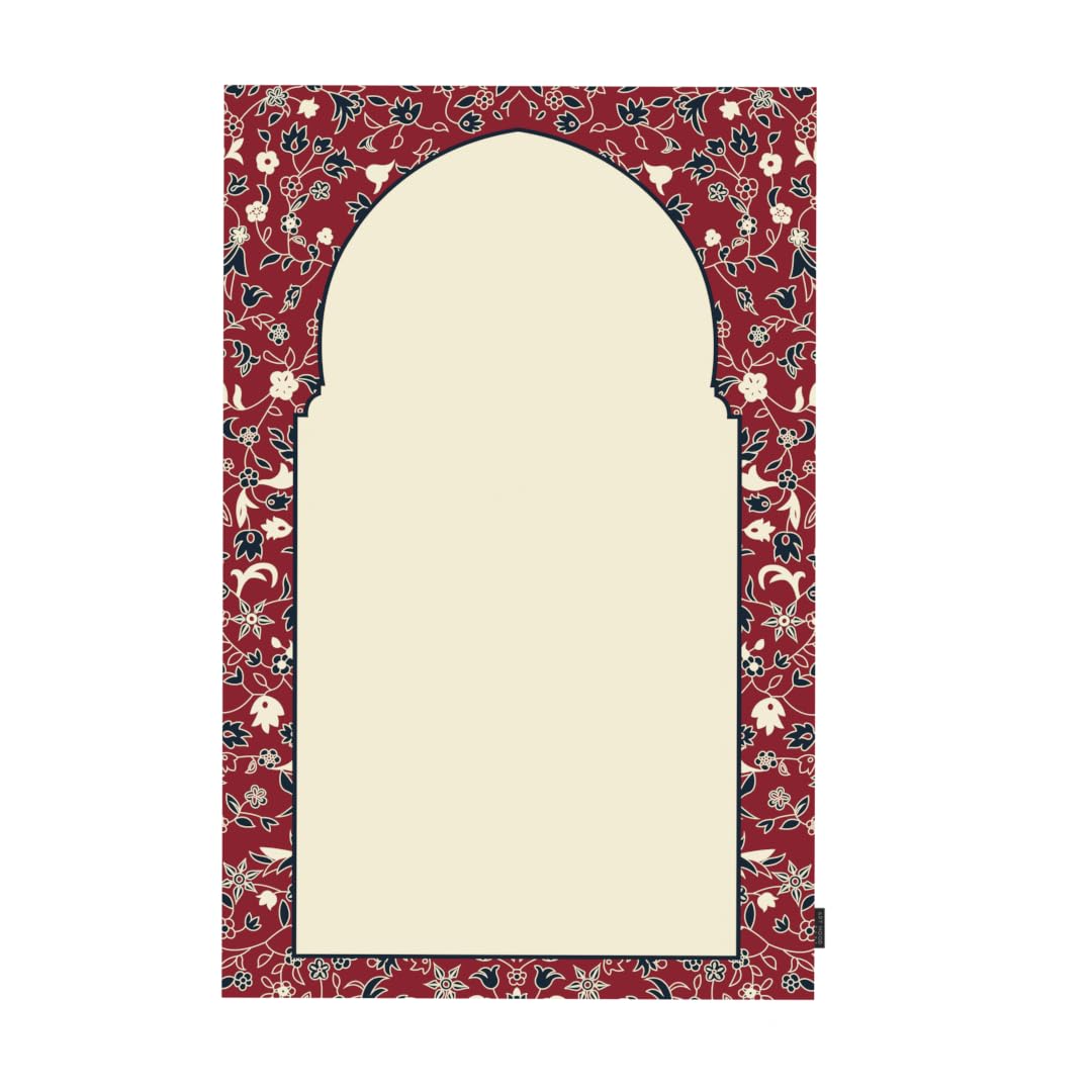 Al-Rawda Portable Prayer Mat, a Waterproof and Lightweight Travel-Friendly Rug that fits in your Pocket, Red, Durable and Comfortable for Outdoor and Indoor Use, Ensures a Clean Space for Salah
