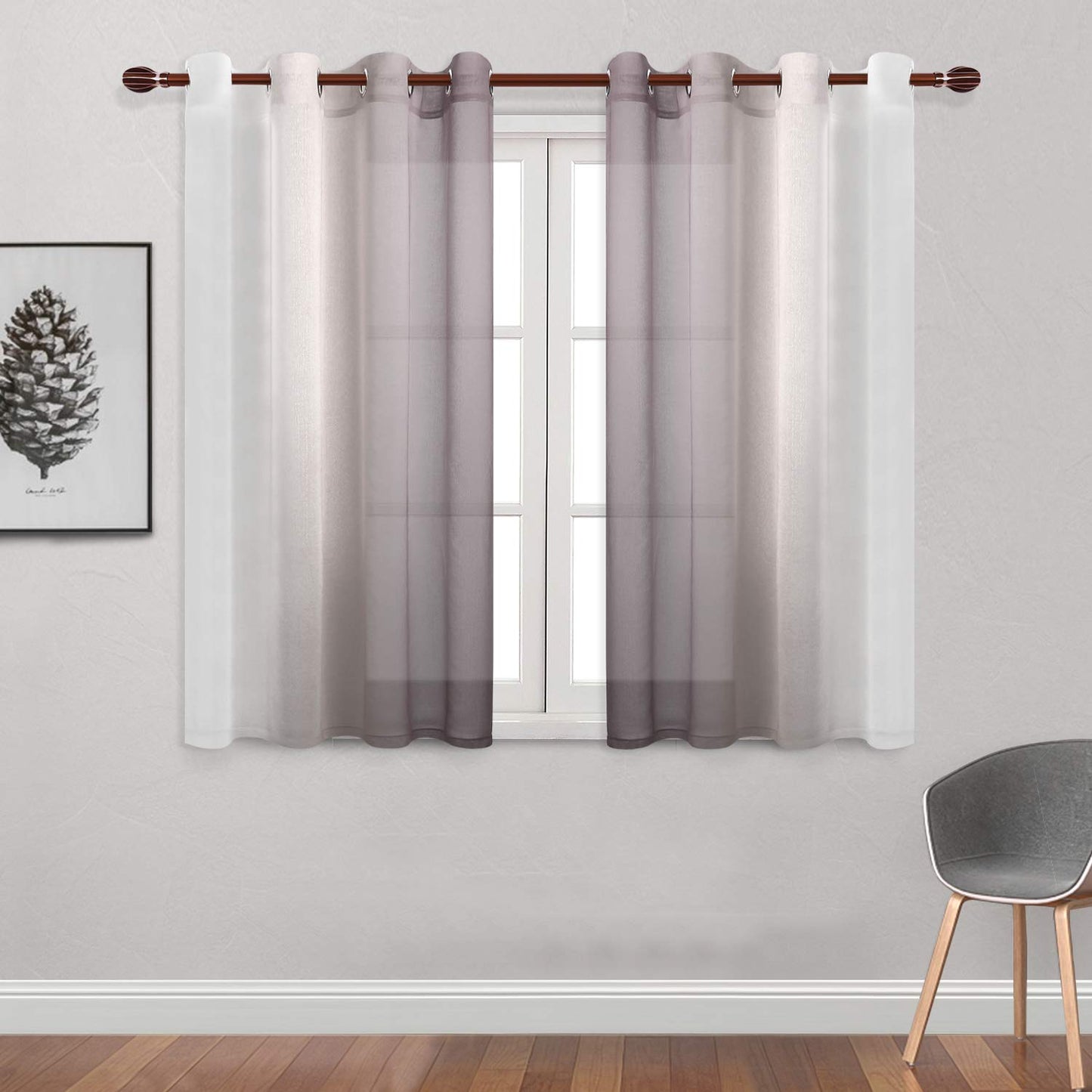 Modern Design Voile chiffon Curtains - Gradient colours- steel Grommets - 2 pieces - for living rooms and bedrooms