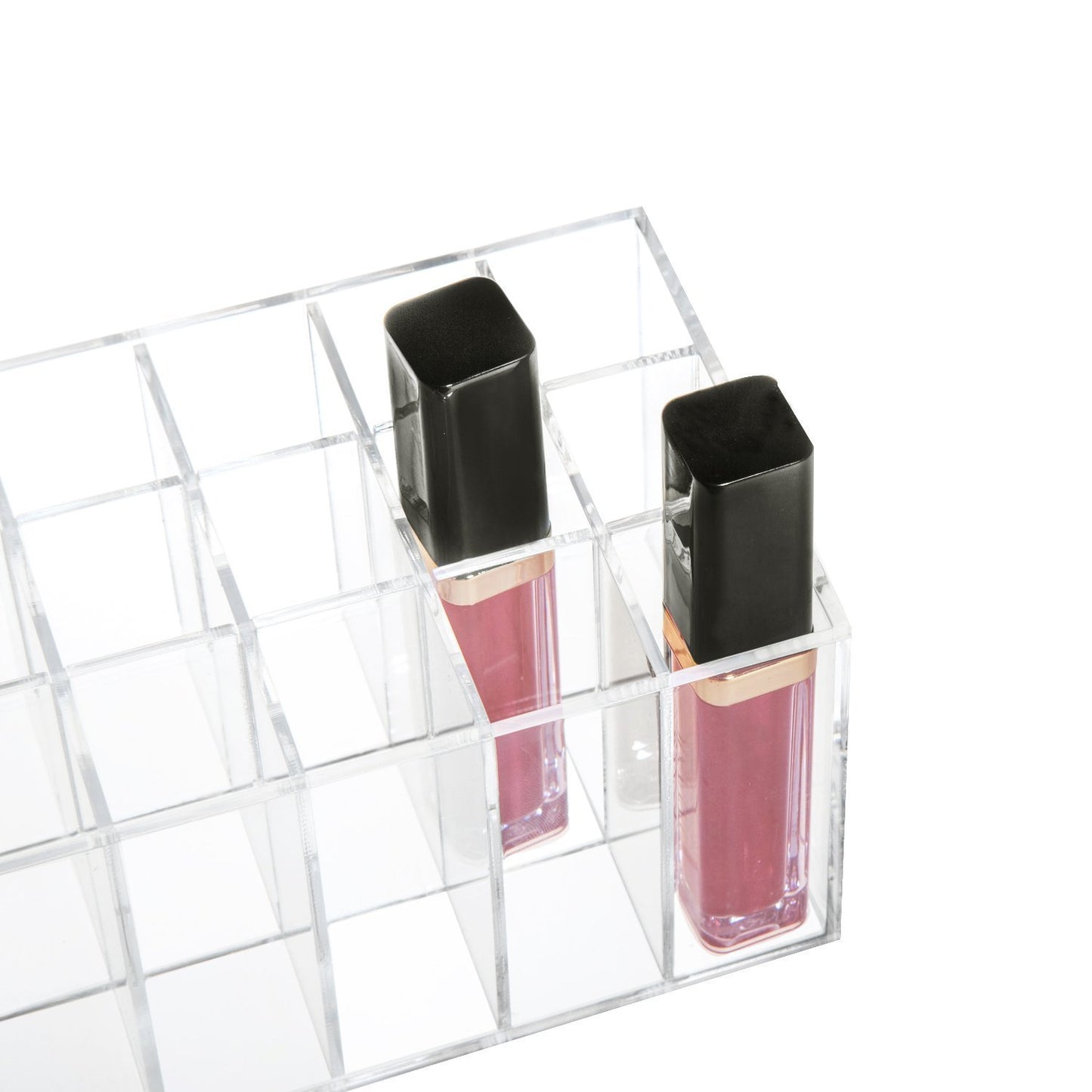 Clear Acrylic Lip Gloss and Lipstick Organizer, 24-Slot Makeup Display Holder for Lipgloss Tubes and Lipsticks, Ideal for Vanity, Bathroom or Beauty Counter Use, Transparent Stand