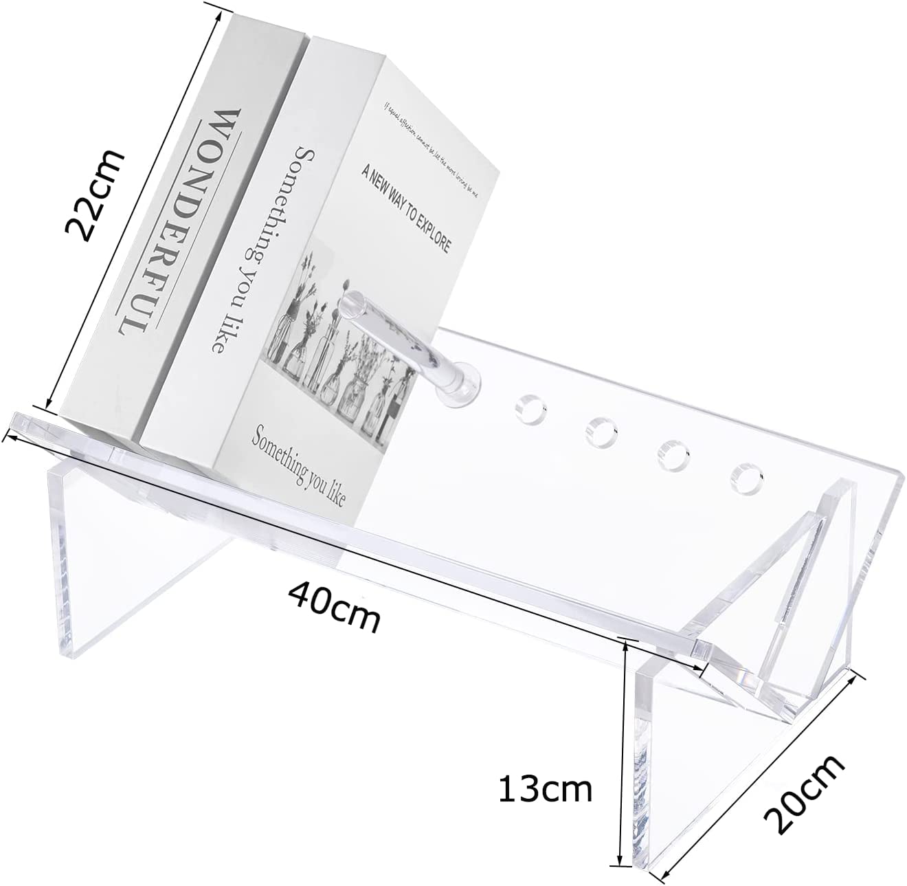 Large Acrylic Desktop Bookcase and Organizer, Clear Modern Tabletop Book Storage Bookshelf and Rack, Sturdy Display Stand for Books, Files, and Binders for Home and Office Use