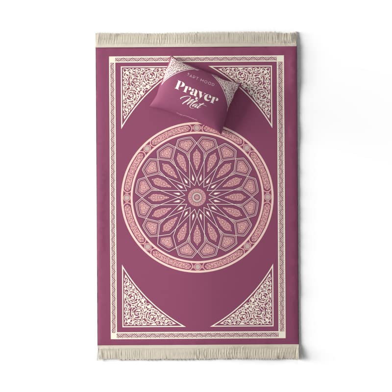 Velvet Prayer Mat in a deep Purple, 68x117 cm, a luxurious and soft rug with a classic dome design, perfect for creating a comfortable and dedicated space for your daily prayers