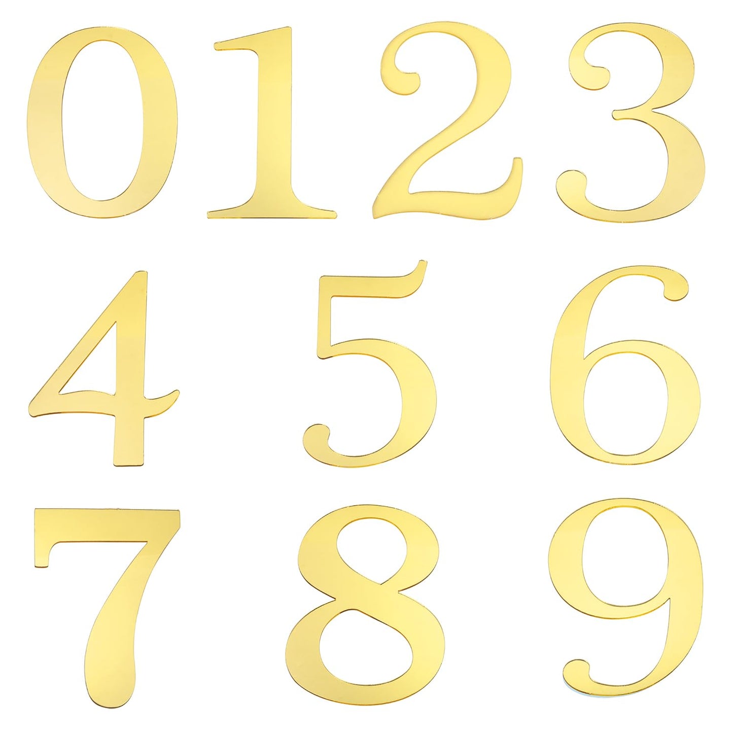 Acrylic Number Cake Toppers, Mirror Finish 0–9 Picks, 9.5 cm Height, Ideal for Birthday Wedding Graduation Anniversary Decorations