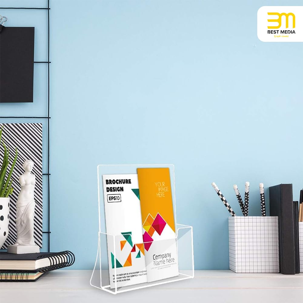 Acrylic Brochure Holder, 2-Pack Clear Literature Display Stand, 21.5 x 28 cm Countertop Organizer for Flyers, Magazines, Pamphlets, Booklets, Menus and Journals, for Office and Retail
