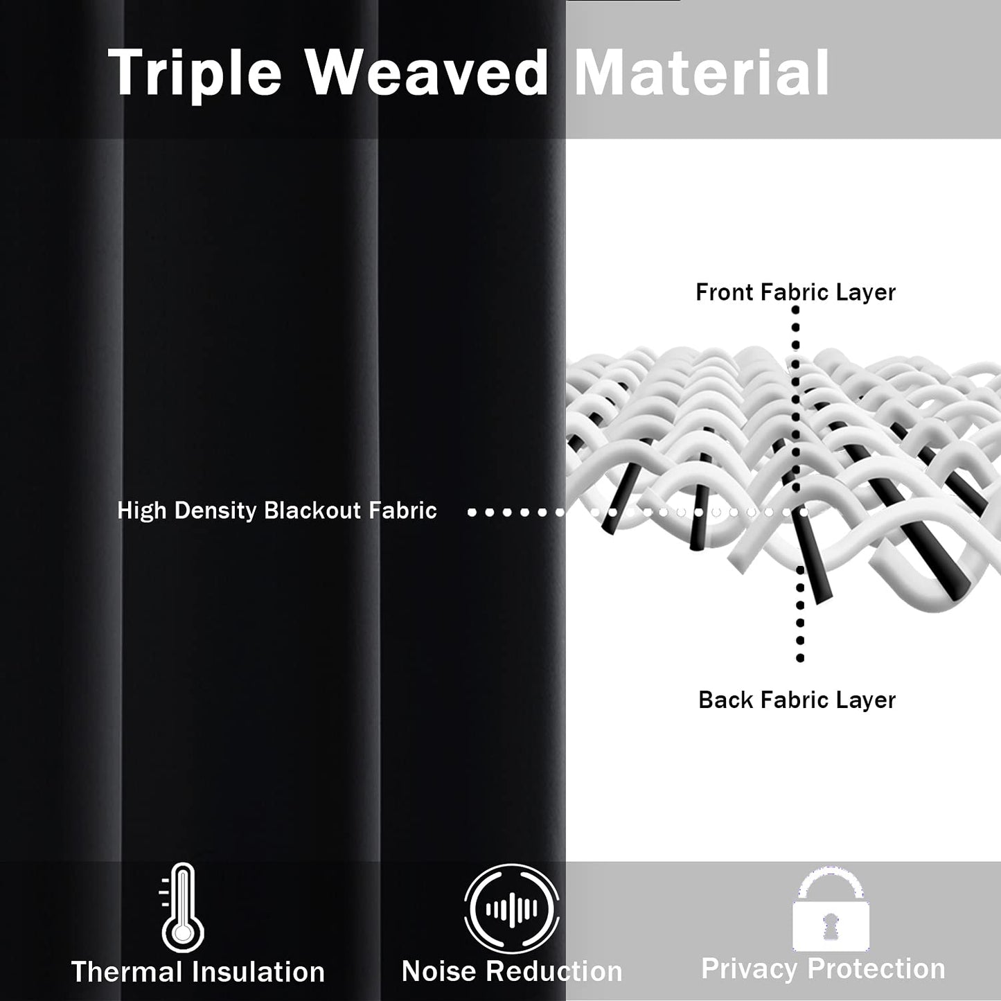 Blackout Curtains for Bedroom - Thermal Insulated Room Darkening Noise Reducing- cover pocket design - 1 panel with tie-pack