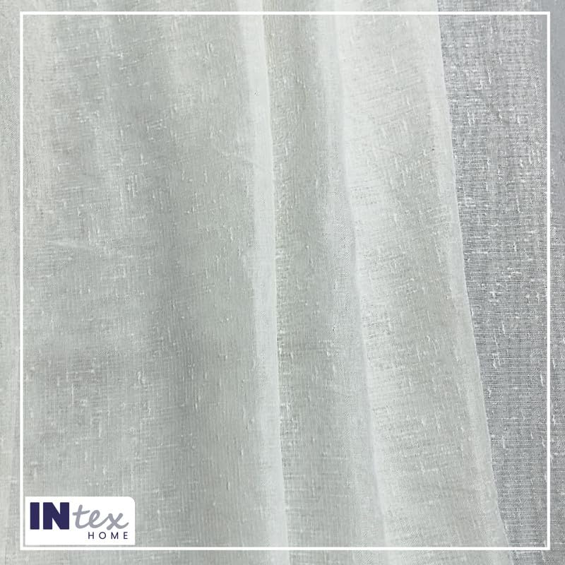 INTEX HOME Elegant Linen Curtain Panel, Semi-Transparent Air Filtering Fabric with Two Hanging Options, Soft Light Filtering Window Cover, Lightweight 1 Piece - Off-White - 400 W x 230 L