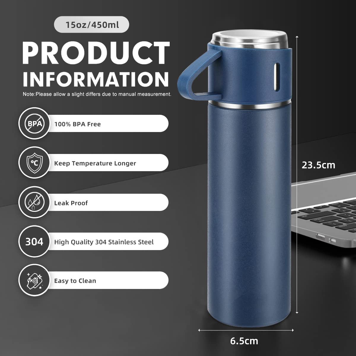 Coffee Thermos Stainless Steel Vacuum-Insulated Water Bottle, 500ml, Double-Wall Thermal Flask, Hot and Cold Beverage Container, Ideal for Travel and Office Use